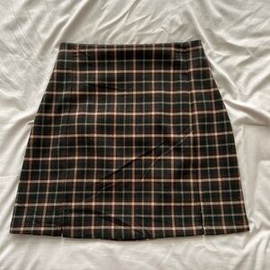 Brandy Melville Brown and Plaid Mini Skirt